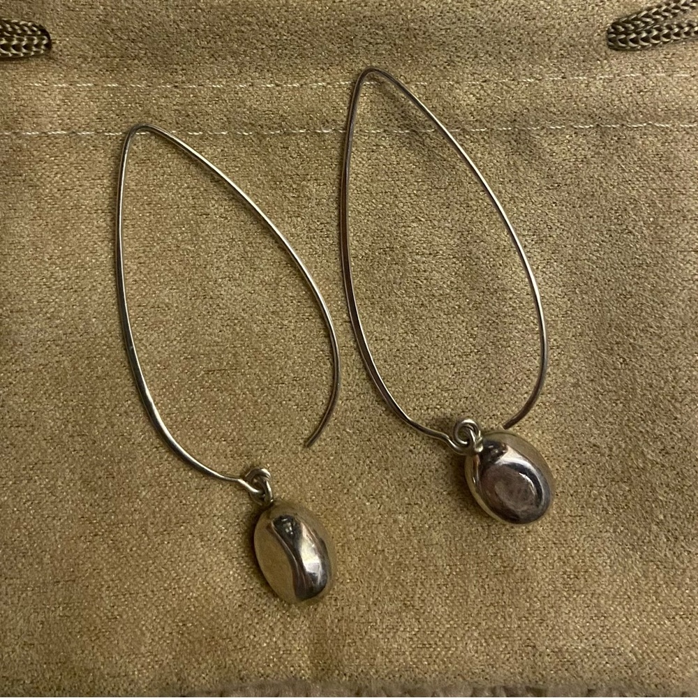 Silpada Fine Jewelry Sterling-Tone Drop Hoop Earrings with Bean Charms - Silver